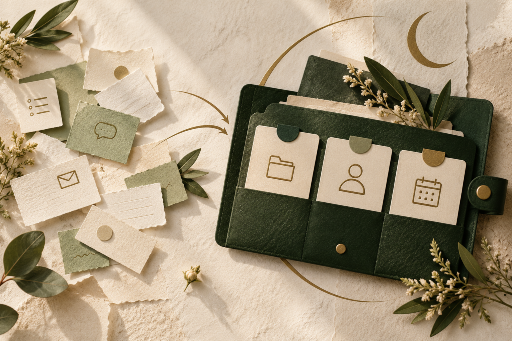Scattered business tasks being organised into one system with a clear owner and date.